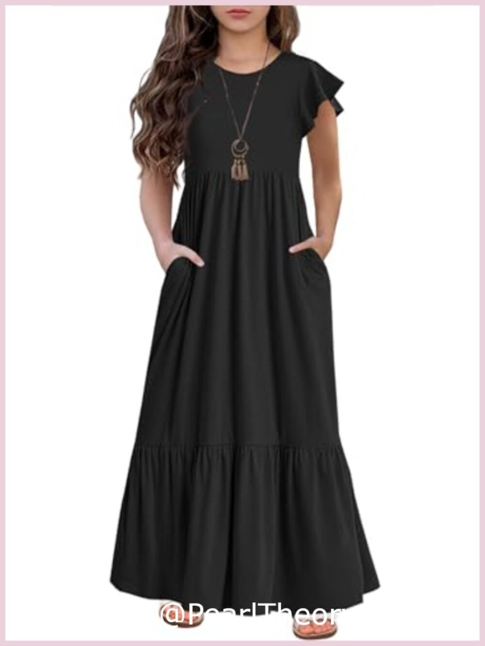 Girls Maxi Dress Loose Casual Flowy Ruffle Tiered Long Sundress